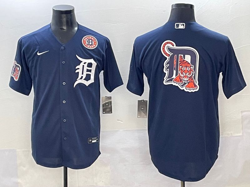 Men 2025 Detroit Tigers Blank Dark Blue Game Nike MLB Jersey style 13